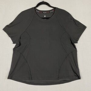 Spyder Active‎ Black Ribbed SS Athletic Running Tee TShirt Knit Top Womens XXL